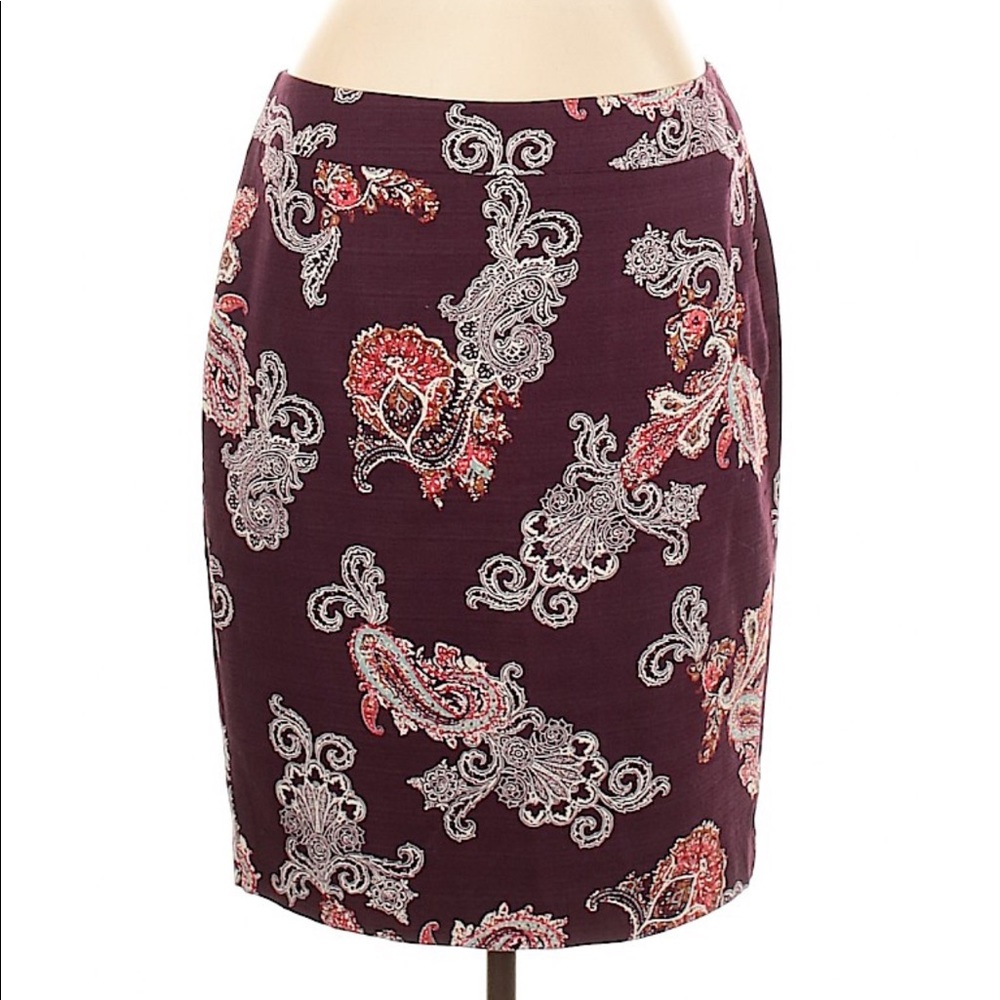 Ann Taylor 12 Paisley burgundy skirt nwt